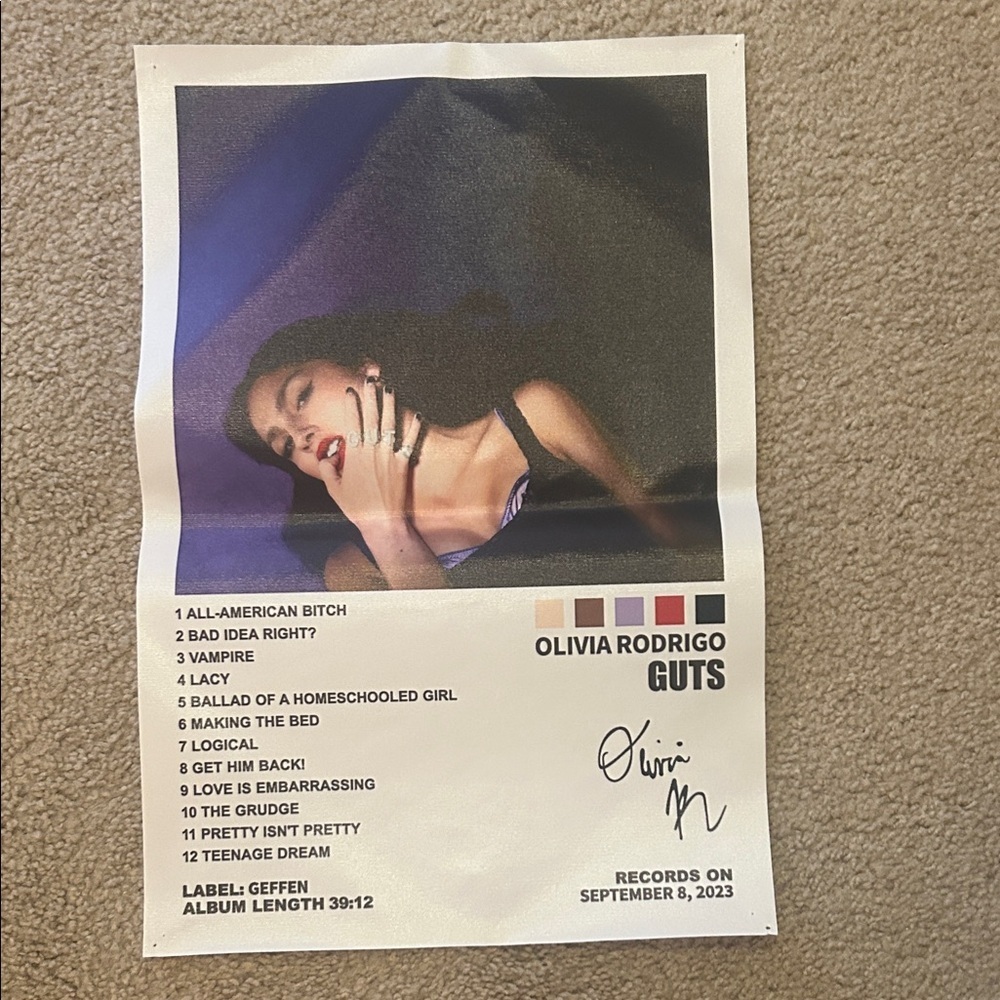 Olivia Rodrigo Guts Album Poster